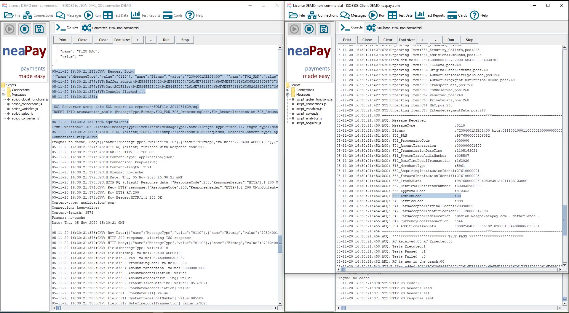 ISO8583 converter to JSON XML SQL to HTTP host - message flow - video guide - Part.2